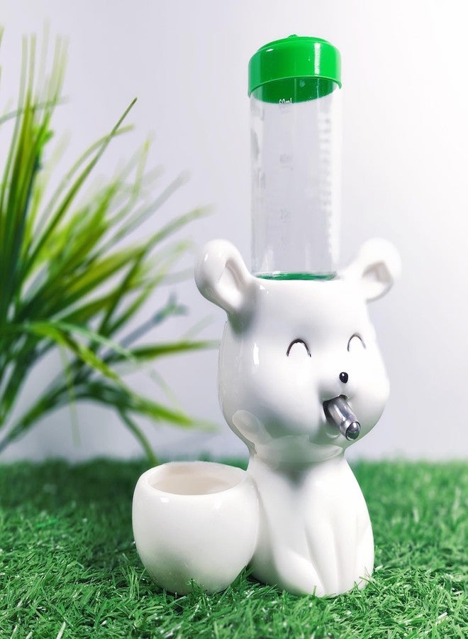 Starryfill Hamster 2-in-1 Bunny-Shaped White Ceramic Water Bottle Holder & Food Bowl for Gerbils Small Animals,Cute Accessory(Water Bottle Included) - Image 5
